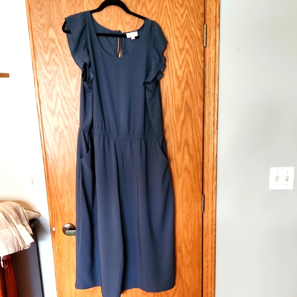 Elegant Blue Women's  Capri Jumpsuit From Loft,  Size 16